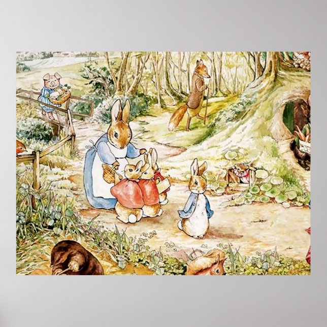 Affiche Le quartier de Peter Rabbit par Beatrix Potter (Devant)
