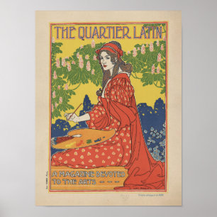 Affiche Le Quartier Latin 1890 Magazine Vintage