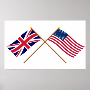 Affiche Le R-U et les drapeaux croisés par Etats-Unis