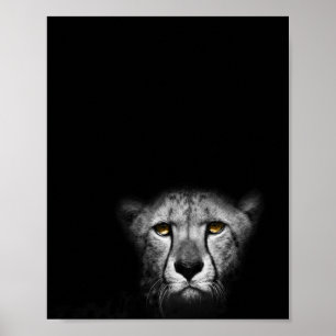 Affiche Le regard, Leopard, photo noir et blanc