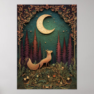 Affiche Le renard Art Night Spring Forest