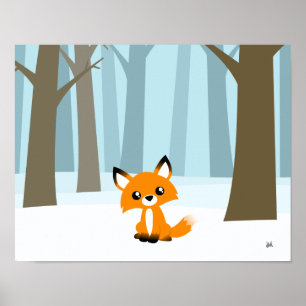 Affiche Le renard dans l'affiche de la forêt