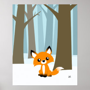 Affiche Le renard dans l'affiche de la forêt