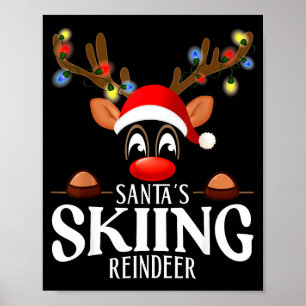 Affiche Le renne skieur du Père Noël drôle de Noël pyjama