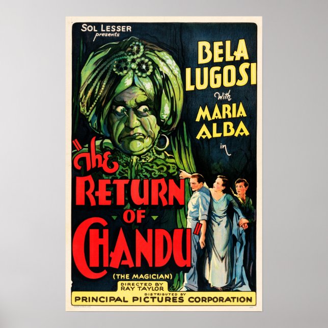 Affiche Le retour de Chandu 1934 Ancien film de Thriller d (Devant)