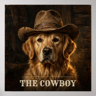 Affiche Le retriever doré cow-boy Vintage Animal de compag
