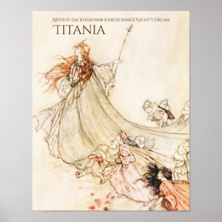 Affiche Le rêve de la nuit d'été Titania Arthur Rackham