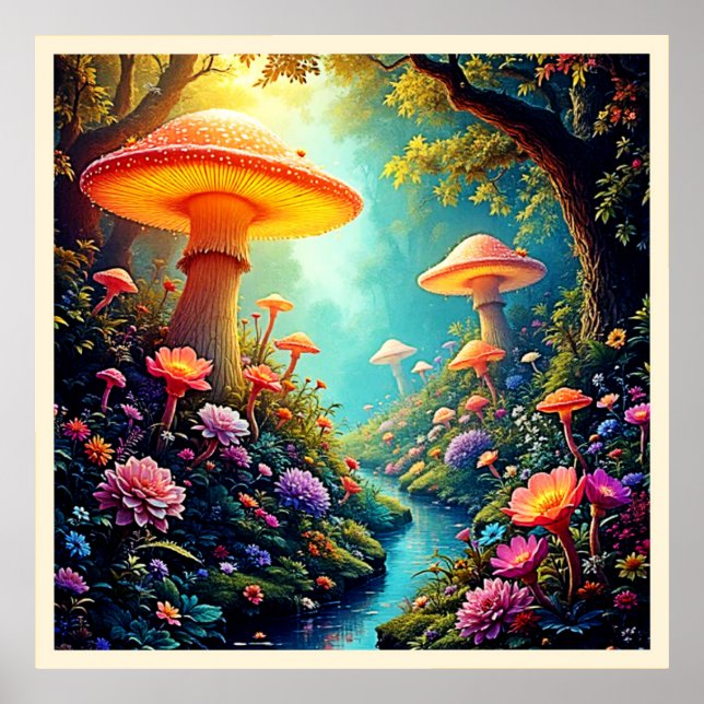 Affiche Le rêve enchanté de la forêt de champignons (Devant)