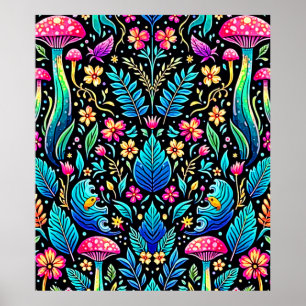 Affiche Le rêve enchanté de la forêt de champignons