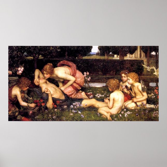 Affiche Le Réveil d'Adonis par John William Waterhouse (Devant)