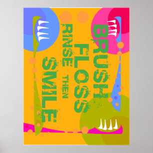 Affiche Le rinçage de soie de brosse, SOURIENT alors !