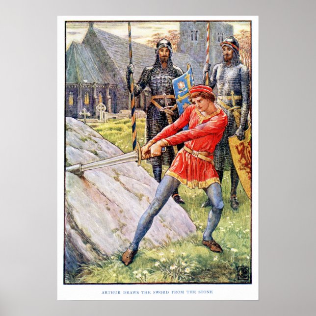 Affiche Le roi Arthur tire l'épée de la Pierre (Devant)