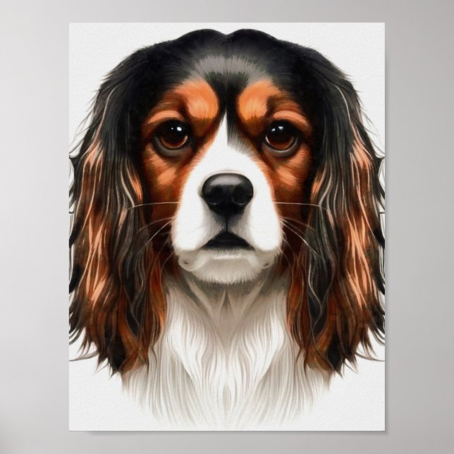 Affiche Le roi Charles Cavalier Spaniel Portrait pour anim (Devant)