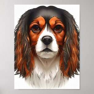 Affiche Le roi Charles Cavalier Spaniel Portrait pour anim