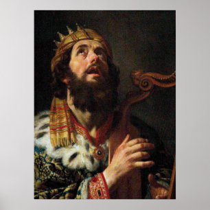 Affiche 'Le roi David jouant de la harpe'