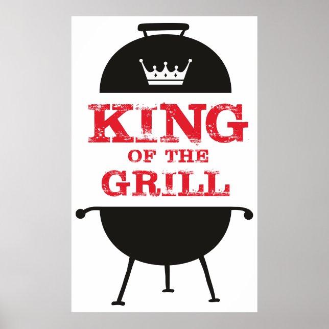 Affiche Le Roi Du Grill, Blanc Noir Couronne Rouge (Devant)