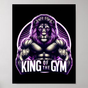 Affiche Le Roi Du Gym Lion Flexing Muscules Bodybuilding