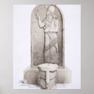 Affiche Le roi et l'autel sacrificatoire, Nimrud, plaquent
