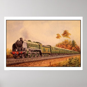 Affiche Le Roi locomotif vintage Arthur d'aquarelle