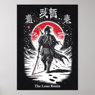 Affiche Le Ronin Solitaire, Samouraï, Art de Tatouage d'An
