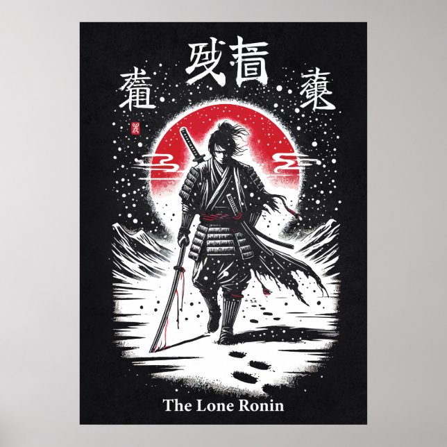 Affiche Le Ronin Solitaire, Samouraï, Art de Tatouage d'An (Devant)