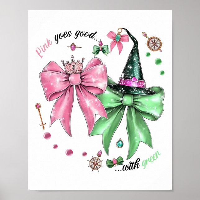 Affiche Le rose Va Bien Avec La Sorcière D'Halloween Drôle (Devant)