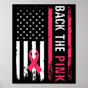 Affiche Le ruban rose American Drapeau Prix du cancer du s