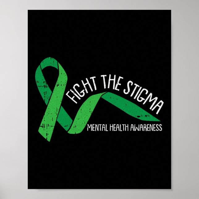 Affiche Le Ruban vert de sensibilisation à la santé mental (Devant)