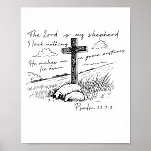 Affiche Le Seigneur Est Mon Berger Psaume 23 Croix Prairie