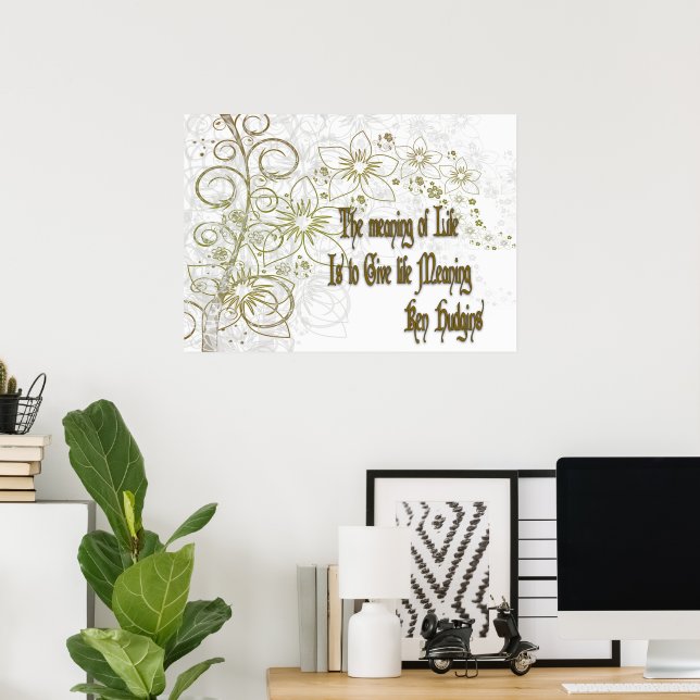 Affiche Le sens de la vie : l'or inspirationnel Floral (Bureau à domicile)