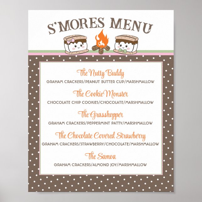 Affiche Le sexe de S'Mores révèle le menu baby shower bonf (Devant)