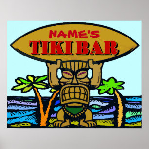 Affiche Le signe de barre de Tiki, ajoutent le nom
