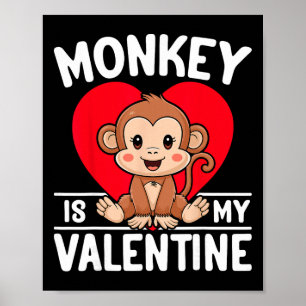 Affiche Le singe est mon cœur de la Saint-Valentin Singe m
