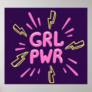 Affiche Le slogan féministe "Girl power", arrière - plan v