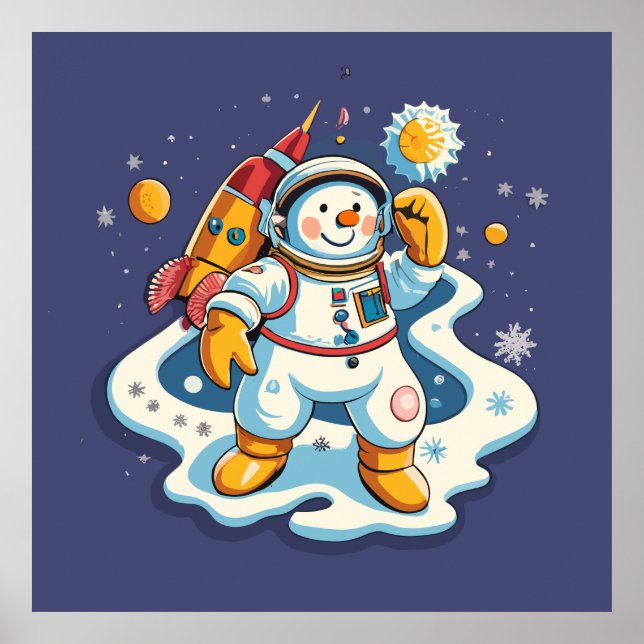 Affiche Le Snowman est un astronaute à Noël (Devant)
