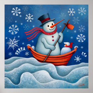 Affiche Le Snowman pagaie sur le bateau