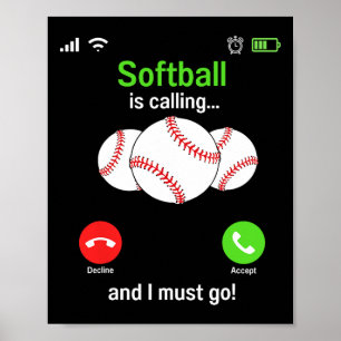 Affiche Le softball appelle - Joueur de softball entraîne