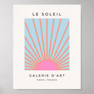 Affiche Le Soleil 02 Retro Soleil Rose Et Bleu Soleil