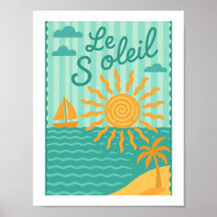 Affiche Le Soleil Rétro Soleil Plage Nautique Voilier