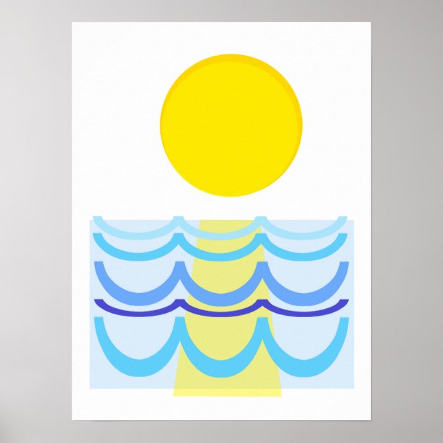 Affiche Le soleil sur l'eau Abstrait (Devant)