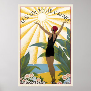 Affiche Le Soleil Toute L'Année Côte d'Azur French Riviera