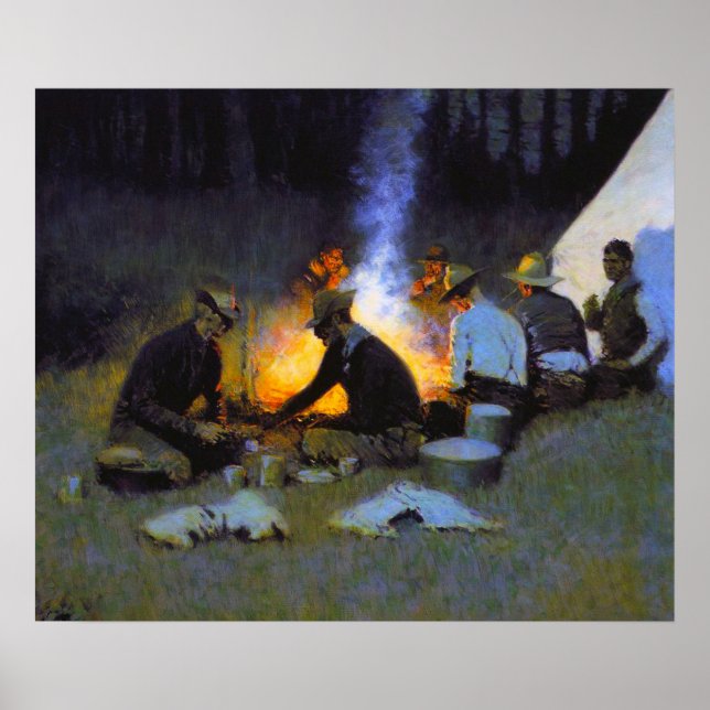 Affiche Le souper des chasseurs Frederic Remington (Devant)