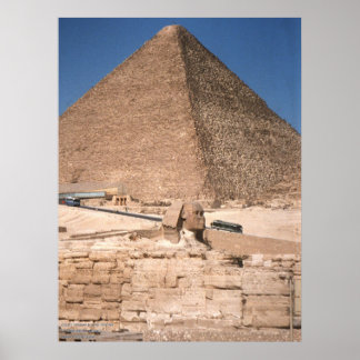 Affiche Le Sphinx et la Grande Pyramide à Gizeh