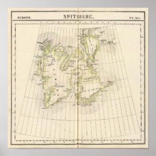 Affiche Le Spitzberg, carte de la Norvège