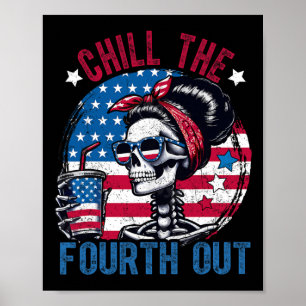 Affiche Le squelette drôle du quatrième juillet patriotiqu