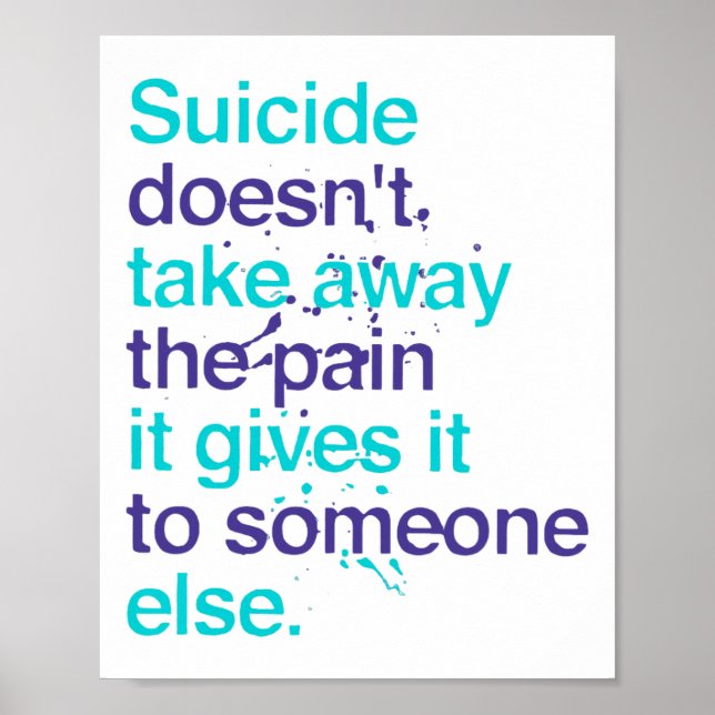 Affiche Le suicide ne supprime pas la douleur de la santé  (Devant)