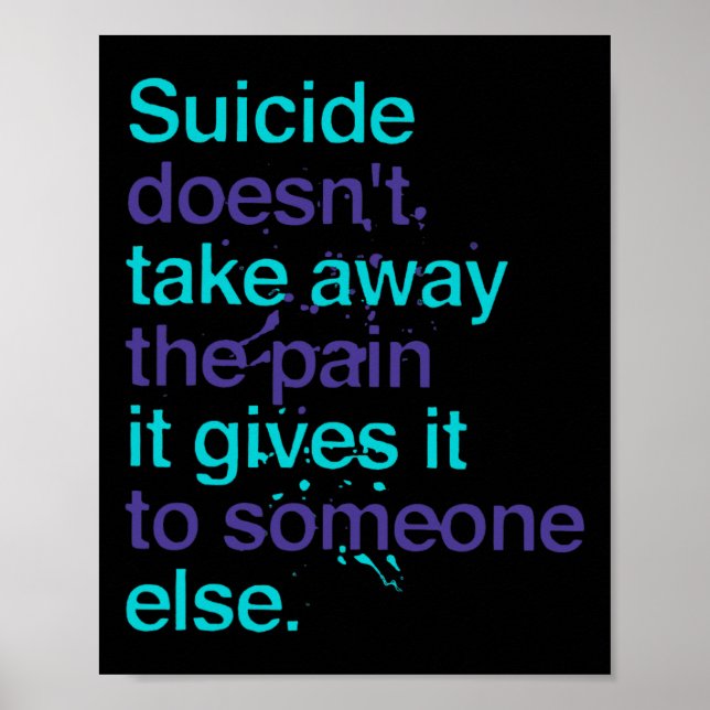 Affiche Le suicide ne supprime pas la douleur de la santé  (Devant)