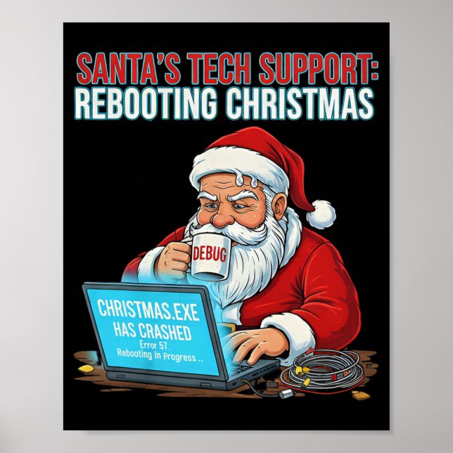 Affiche Le support technique du Père Noël redémarre Noël d (Devant)
