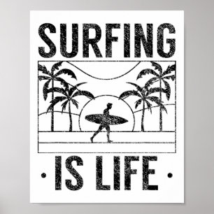 Affiche Le surf est la vie Surf Surfeur Planche de surf Su