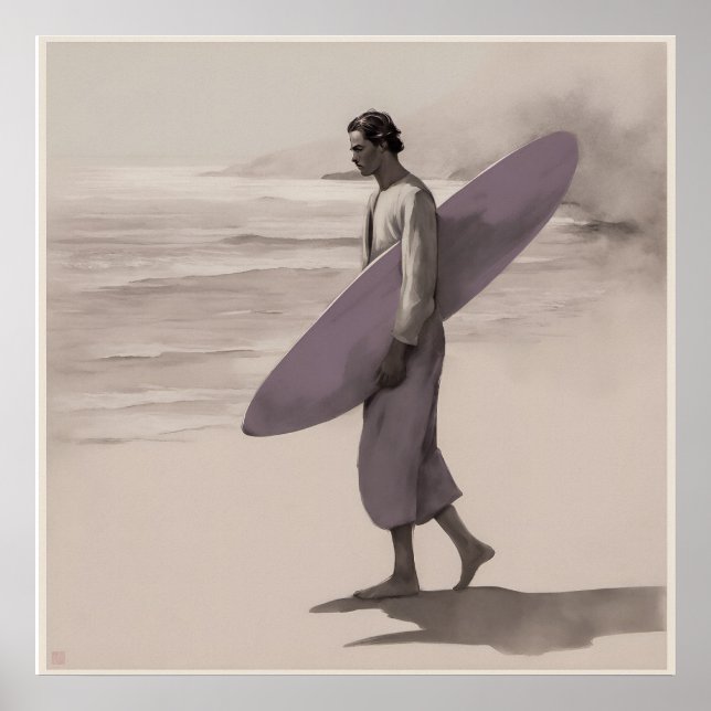 Affiche Le surfer solitaire - Imprimer l'art (Devant)